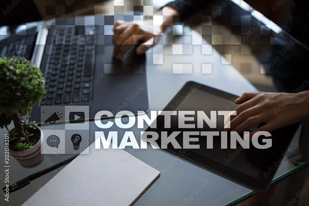 Poster content text on virtual screen. business technology and internet concept.