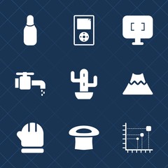 Premium set with fill icons. Such as screen, plant, graphic, water, leisure, web, warm, music, computer, winter, data, speed, competition, volcano, scarf, play, mountain, season, cone, cold, green