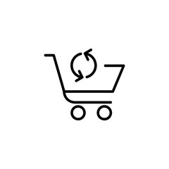 Shopping cart with arrow sign icon