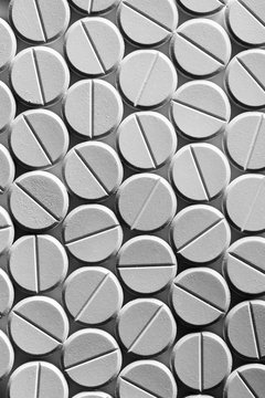 Stack of round tablet pills