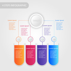 Business data infographic, process chart with 4 steps, vector and illustration