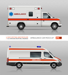 Ambulance cars vector mockup