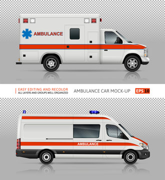 Ambulance cars vector mockup