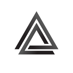 Linked triangles black and white geometric abstract logo, vector