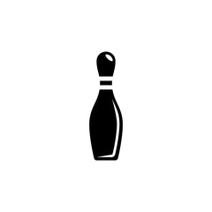 Bowling Game Pin. Flat Vector Icon. Simple black symbol on white background
