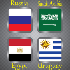 Football. Championship. Vector flags. Group A.