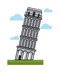 Famous inclined Pisa tower as main attraction of Italy