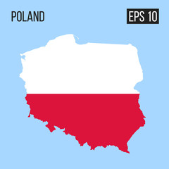 Poland map border with flag vector EPS10