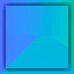 teal turquoise fresh color square frame background in center with light triangle structure for copy space.