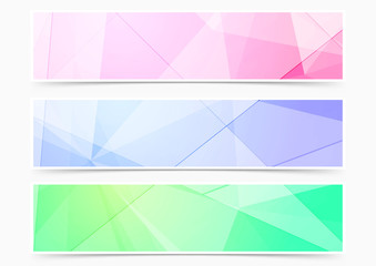 Collection of three modern bright colorful crystal pattern headers