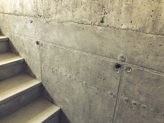 Construction of concrete stairs under construction works.