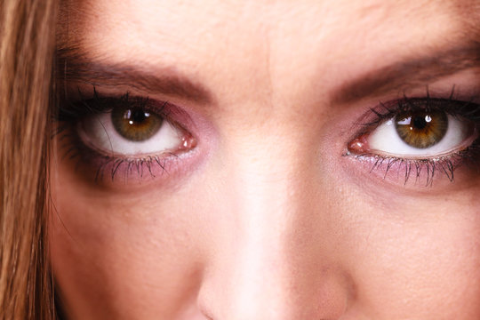 Close up of female face eyes.