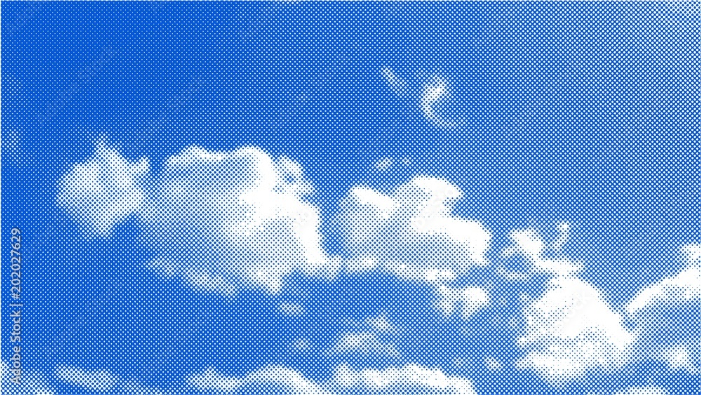 Canvas Prints vector background. white clouds in the blue sky. halftone effect. vector illustration.