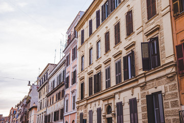 exterior of old living houses in Rome, Italy