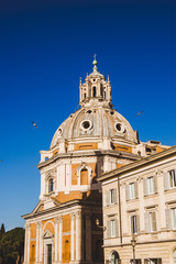 bottom view of st maria of loreto church in Rome, Italy