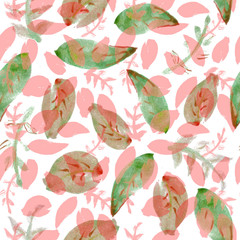 Watercolor floral pattern, delicate flowers. Seamless summer print for fabric, textile, wrapping, wallpaper, background. Vintage botanical set. Wedding, holiday, birthday. Bright botanical colllection