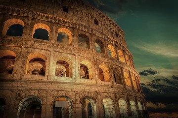 Naklejka premium Rome, Italy. One of the most popular place in world at evening -