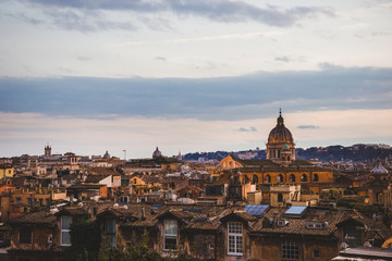 Fototapeta na wymiar view of St Peters Basilica and buildings in Rome, Italy