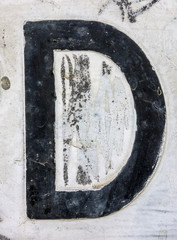 Written Wording in Distressed State Typography Found Letter D