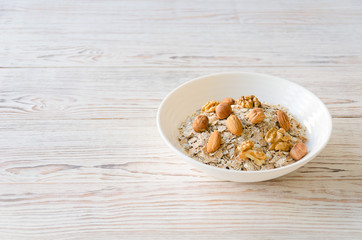 One bowl of muesli and nuts