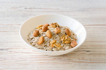 One bowl of muesli and nuts