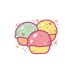 Vector cartoon multicolor cupcakes