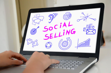 Social selling concept on a laptop screen