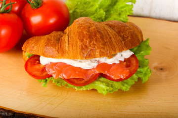 Croissant with salmon