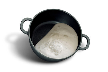 Fresh Milk in a Pan with Handles
