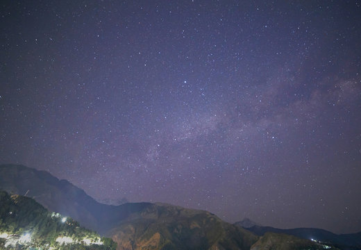 Milky Way above Himalayas mountains in Dharamshala, India