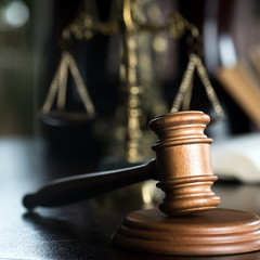 Judge's Gavel over black background