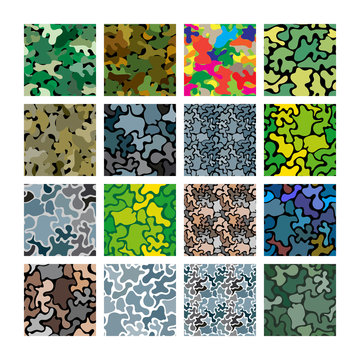 Vector camouflage set. Seamless background for wallpaper, backgrounds, textures in the army style.