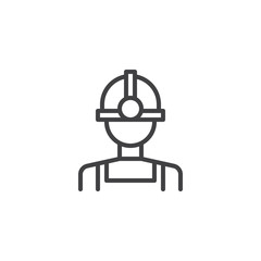 Oil miner worker outline icon. linear style sign for mobile concept and web design. Construction worker simple line vector icon. Symbol, logo illustration. Pixel perfect vector graphics