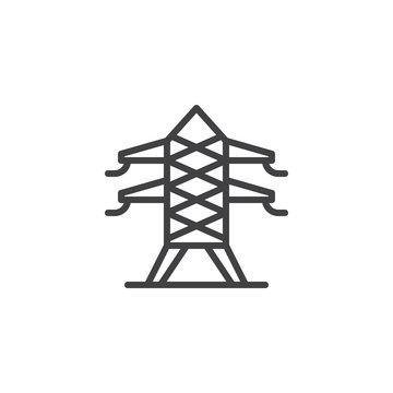 Electric tower outline icon. linear style sign for mobile concept and web design. Electricity transmission tower simple line vector icon. Symbol, logo illustration. Pixel perfect vector graphics