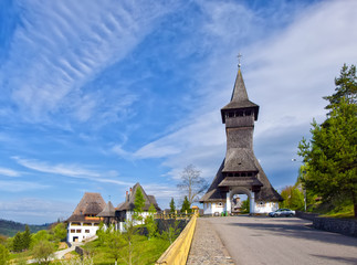 Traditional Maramures wooden architecture of Barsana monastery, Romania