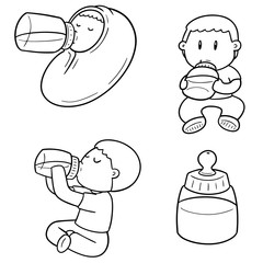 vector set of baby bottle