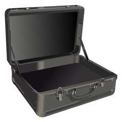 Big suitcase open black vector illustration isolated on white background