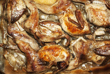Tasty fried quail.