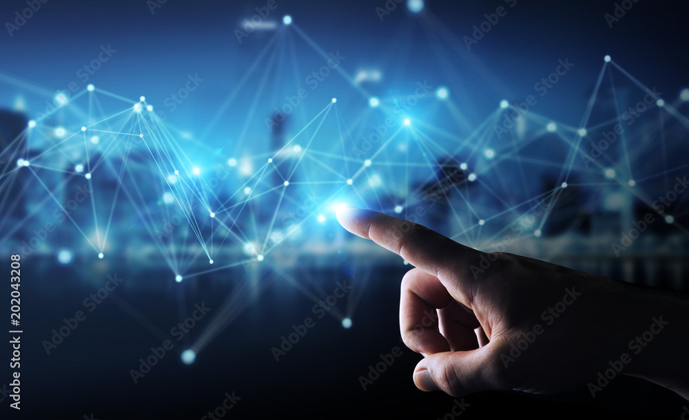 Leinwandbilder businessman using futuristic connection interface 3d rendering
