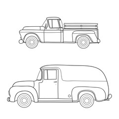 Old truck. Vector doodle illustration