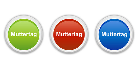 rundes Button Set grün rot blau - Muttertag