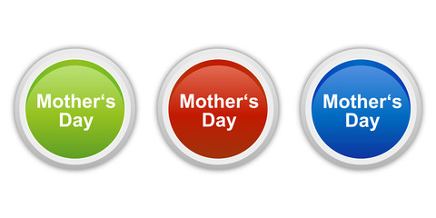 rundes Button Set grün rot blau - Mother's Day