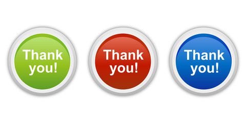 rundes Button Set grün rot blau - Thank you