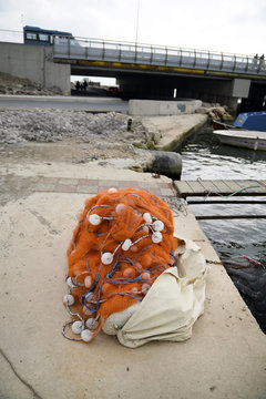 gathered fish net