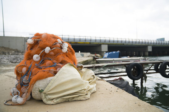 gathered fish net