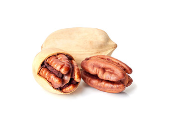 Pecan nuts on white