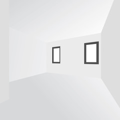 Blank room with two window - Vector