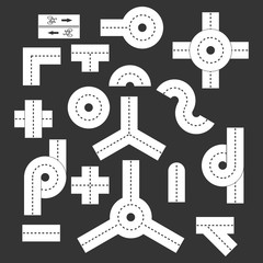 Road direction icon set vector white isolated on grey background 