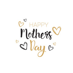 Happy Mothers Day Hand Drawn Lettering Calligraphy Holiday Greeting Card Background Vector Illustration