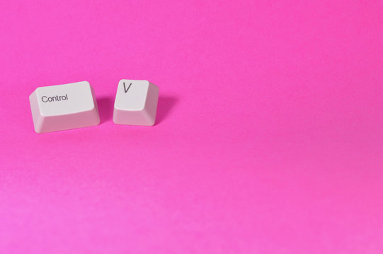 ctrl v keys on pink background